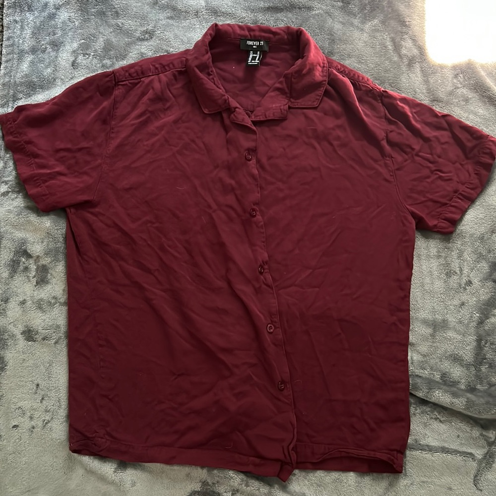 Burgundy button down
